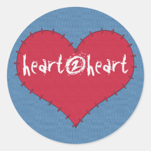 Patch Heart red on blue sticker
