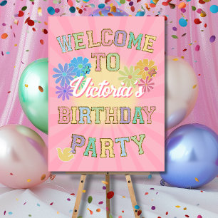Patch Letter Birthday Party Preppy Hippie Welcome Poster