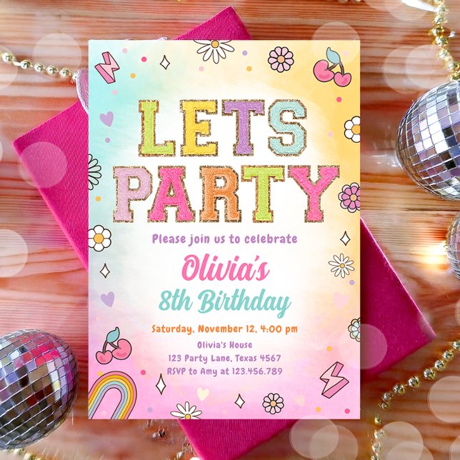 Patch Letters Varsity Fashion Preppy Teen Birthday Invitation (Creator Uploaded)