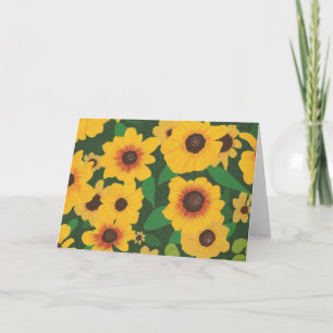 Patch of Yellow Sunflowers Painting Greeting Cards