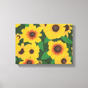 Patch of Yellow Sunflowers Painting Wrapped Canvas