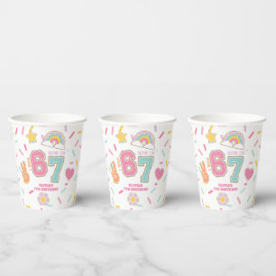 Patch Preppy I was SIX now I'm SEVEN 7th Birthday Paper Cups