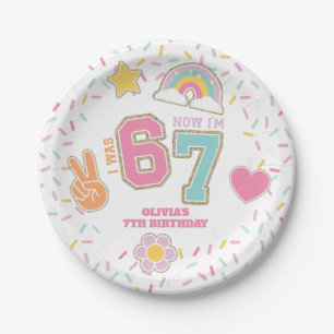 Patch Preppy I was SIX now I'm SEVEN 7th Birthday Paper Plate