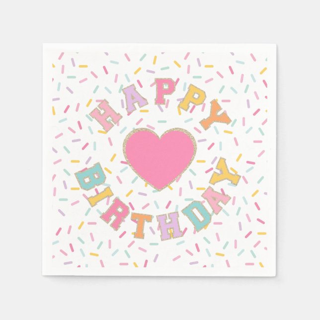 Patch Preppy Letter Birthday Napkin (Front)