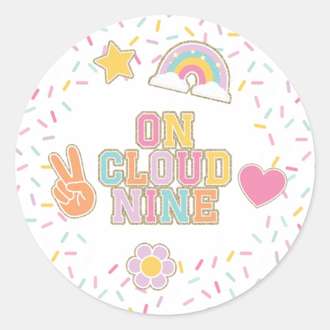 Patch Preppy On Cloud Nine 9th Birthday Classic Round Sticker (Front)
