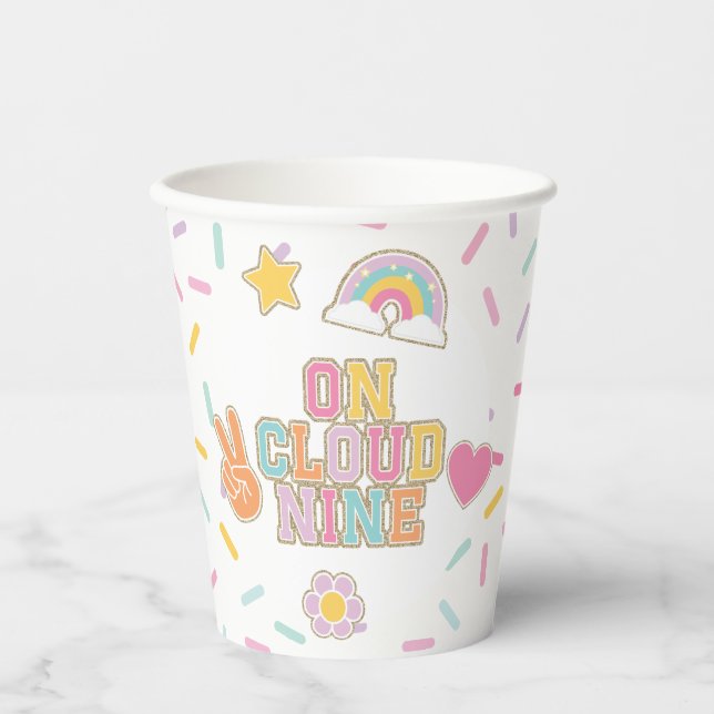Patch Preppy On Cloud Nine 9th Birthday Paper Cups (Front)