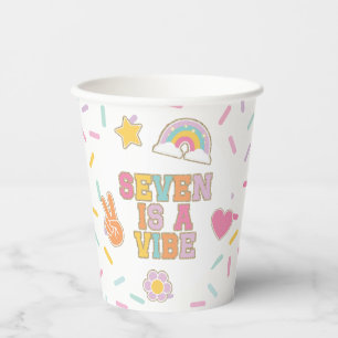 Patch Preppy Seven is a Vibe 7th Birthday Paper Cups