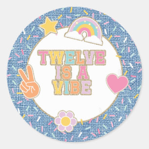Patch Preppy Twelve is a Vibe 12th Birthday Classic Round Sticker