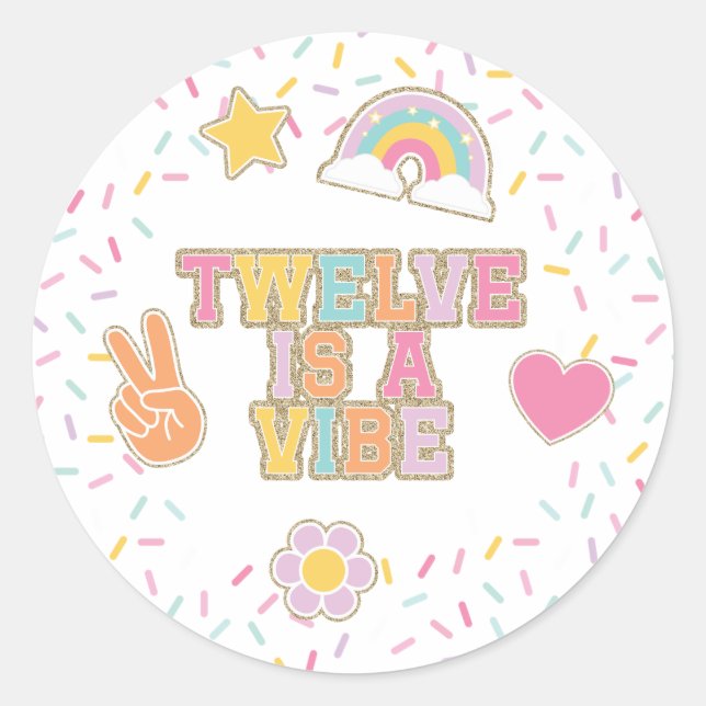 Patch Preppy Twelve is a Vibe 12th Birthday Classic Round Sticker (Front)