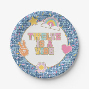 Patch Preppy Twelve is a Vibe 12th Birthday Paper Plate