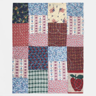 PATCH WORK QUILT (Simulated) Fleece Blankets