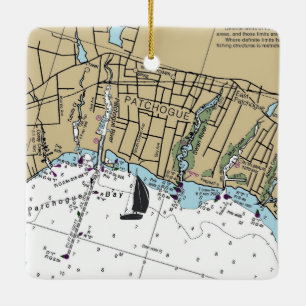 Patchogue NY Chart Ceramic Ornament