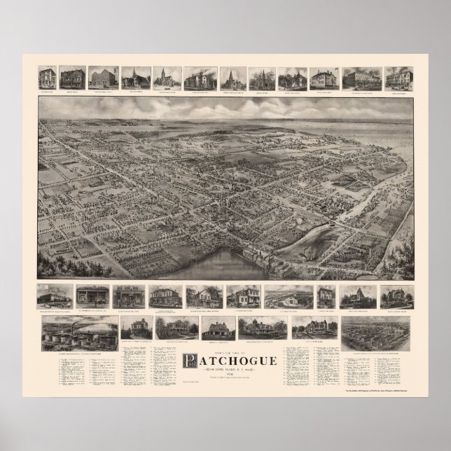 Patchogue, NY Panoramic Map - 1906 Poster (Front)