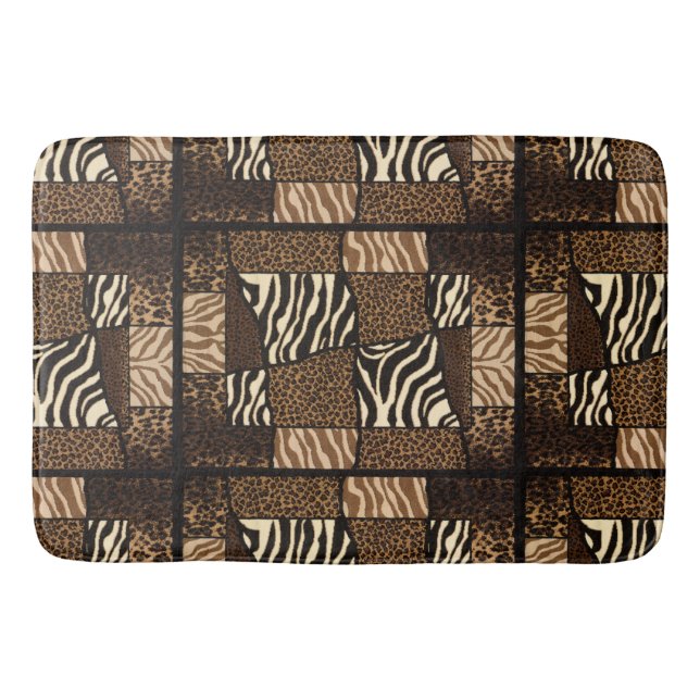 Patchwork African Animal Pattern – Bold & Cultural Bath Mat (Front)