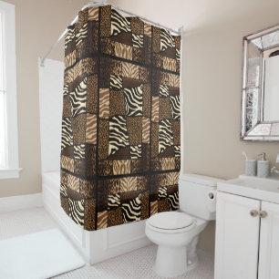 Patchwork African Animal Pattern • Bold & Cultural Shower Curtain
