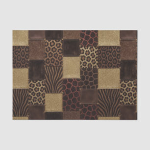 Patchwork African Animal Print Brown & Gold Tissue Paper