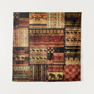 Patchwork african pattern grunge print background tapestry