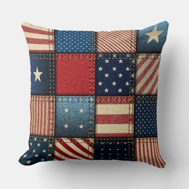 "Patchwork Americana" THROW PILLOW (Front)