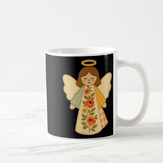 Patchwork Angel Cozy Christmas &amp; Christian Des Coffee Mug (Right)