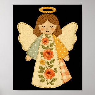 Patchwork Angel Cozy Christmas &amp; Christian Des Poster