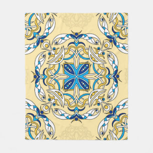 Patchwork Arabic Floral Vintage Texture Fleece Blanket