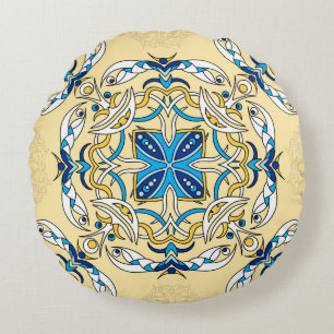 Patchwork Arabic Floral Vintage Texture Round Cushion