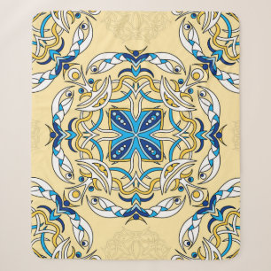 Patchwork Arabic Floral Vintage Texture Sherpa Blanket