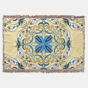Patchwork Arabic Floral Vintage Texture Throw Blanket
