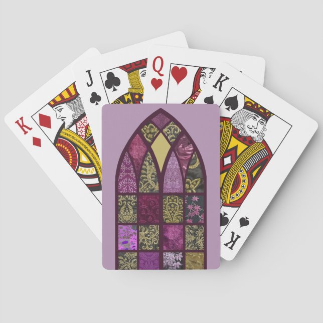 Patchwork Arch in Raspberry Playing Cards (Back)