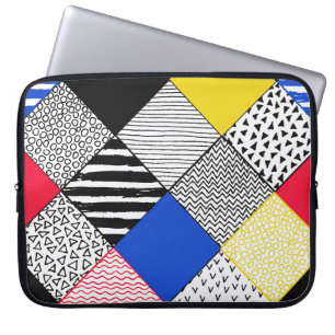 Patchwork background: birds, polka dots. laptop sleeve