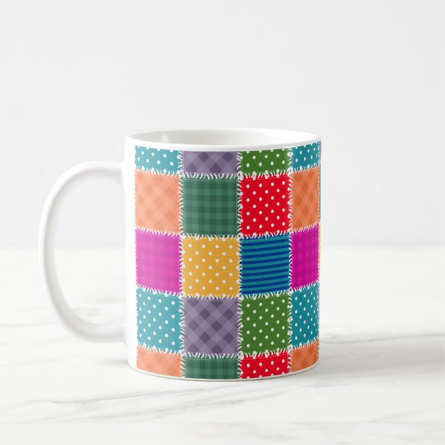 Patchwork Background: Diverse Pattern Mix Coffee Mug (Left)