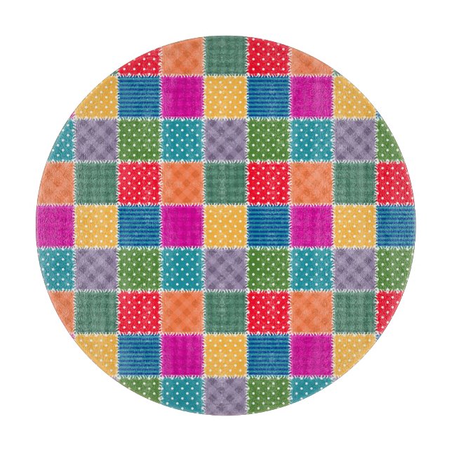 Patchwork Background: Diverse Pattern Mix Cutting Board (Front)