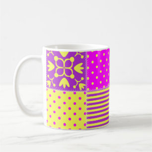 patchwork background with different patterns art,b coffee mug