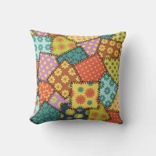 patchwork background with different patterns cushion