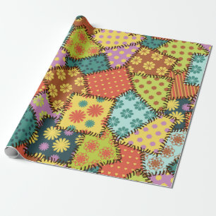 patchwork background with different patterns wrapping paper