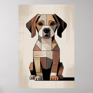 Patchwork Beagle - Geometric Dog Poster