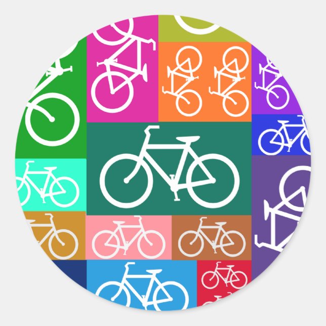 Patchwork Bicycles Art Classic Round Sticker (Front)
