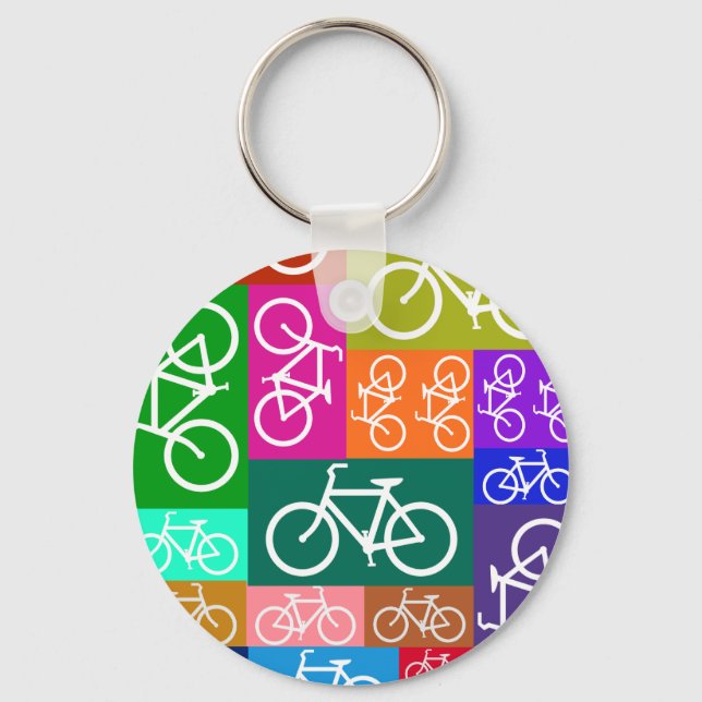 Patchwork Bicycles Art Key Ring (Front)