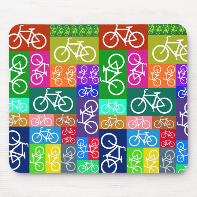 Patchwork Bicycles Art Mouse Mat (Front)