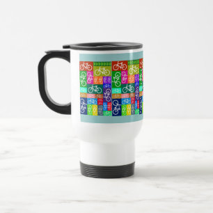 Patchwork Bicycles Art Travel Mug
