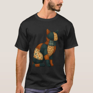 Patchwork Black Cat Halloween Quilt Pattern T-Shirt
