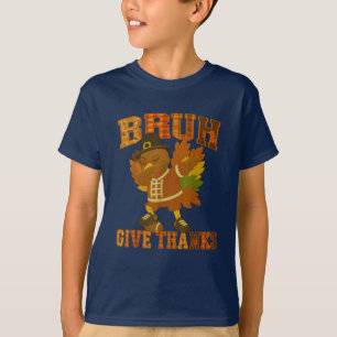 Patchwork Bruh Give Thanks Turkey Dab T-Shirt