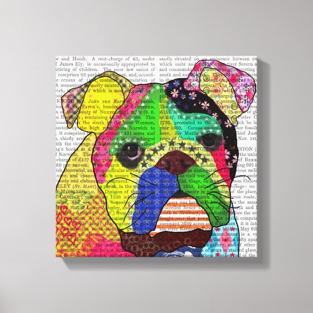 Patchwork Bulldog Canvas Print (Front)