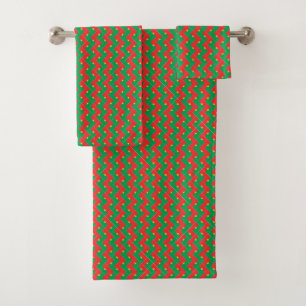 Patchwork Burkina Faso Flag Pattern Bath Towel Set