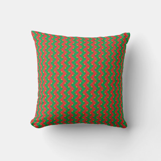 Patchwork Burkina Faso Flag Pattern  Cushion (Front)
