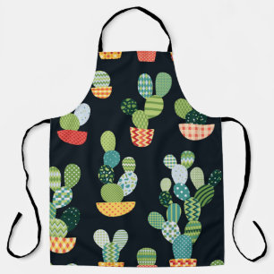 Patchwork Cactus Plants Seamless Pattern Apron