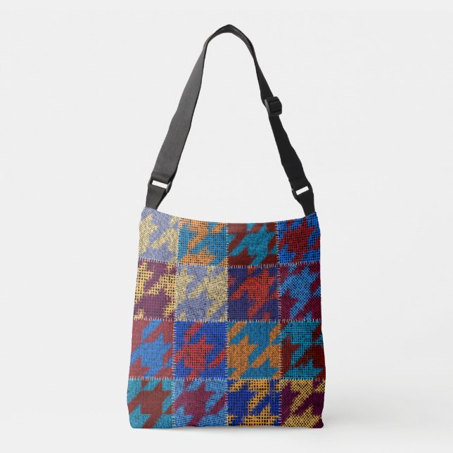 Patchwork canvas: imitation vintage pattern. crossbody bag (Front)