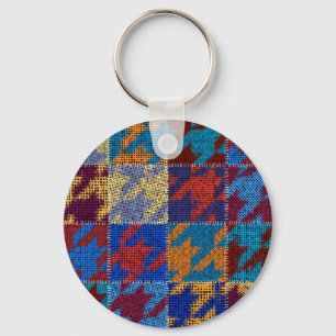 Patchwork canvas: imitation vintage pattern. key ring