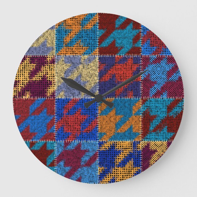 Patchwork canvas: imitation vintage pattern. large clock (Front)