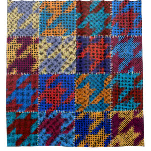 Patchwork canvas: imitation vintage pattern. shower curtain